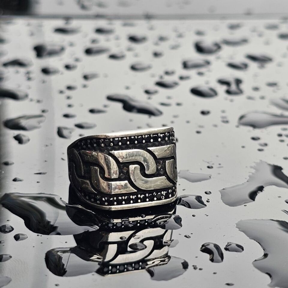 925 Ayar Gümüş Örgü Model Erkek Yüzük 25