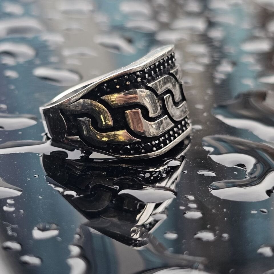 925 Ayar Gümüş Örgü Model Erkek Yüzük 18