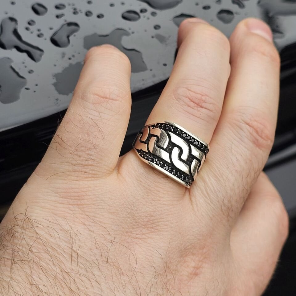 925 Ayar Gümüş Örgü Model Erkek Yüzük 25