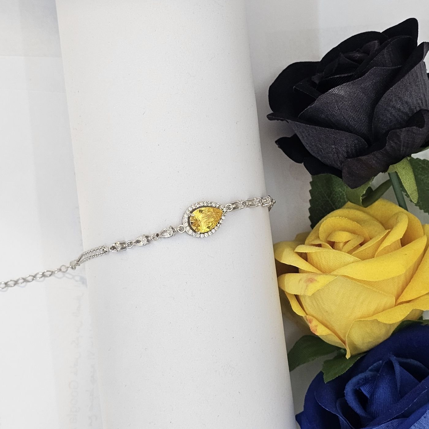 Sitrin Doğal Taşlı 925 Ayar Gümüş Kadın Bileklik