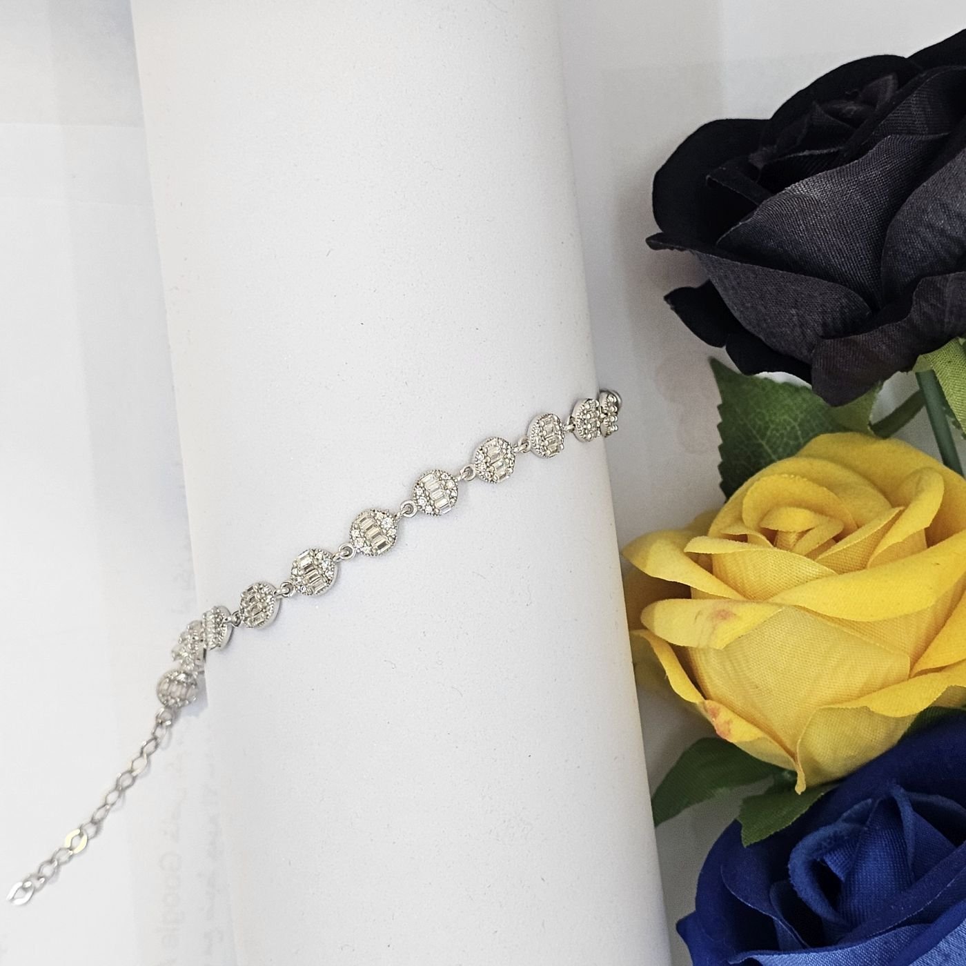 Pırlanta Tasarım Baget Zirkon Taşlı 925 Ayar Gümüş Kadın Bileklik