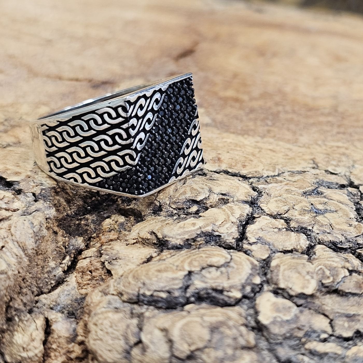 925 Ayar Gümüş Mikro Taşlı Model Erkek Yüzük 27