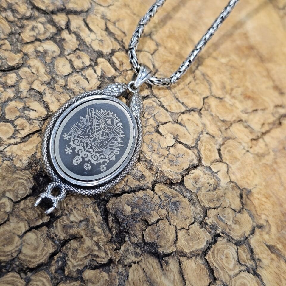 Osmanlı Devlet Arması İşlemeli Madalyon Model 925 Ayar Gümüş Kolye