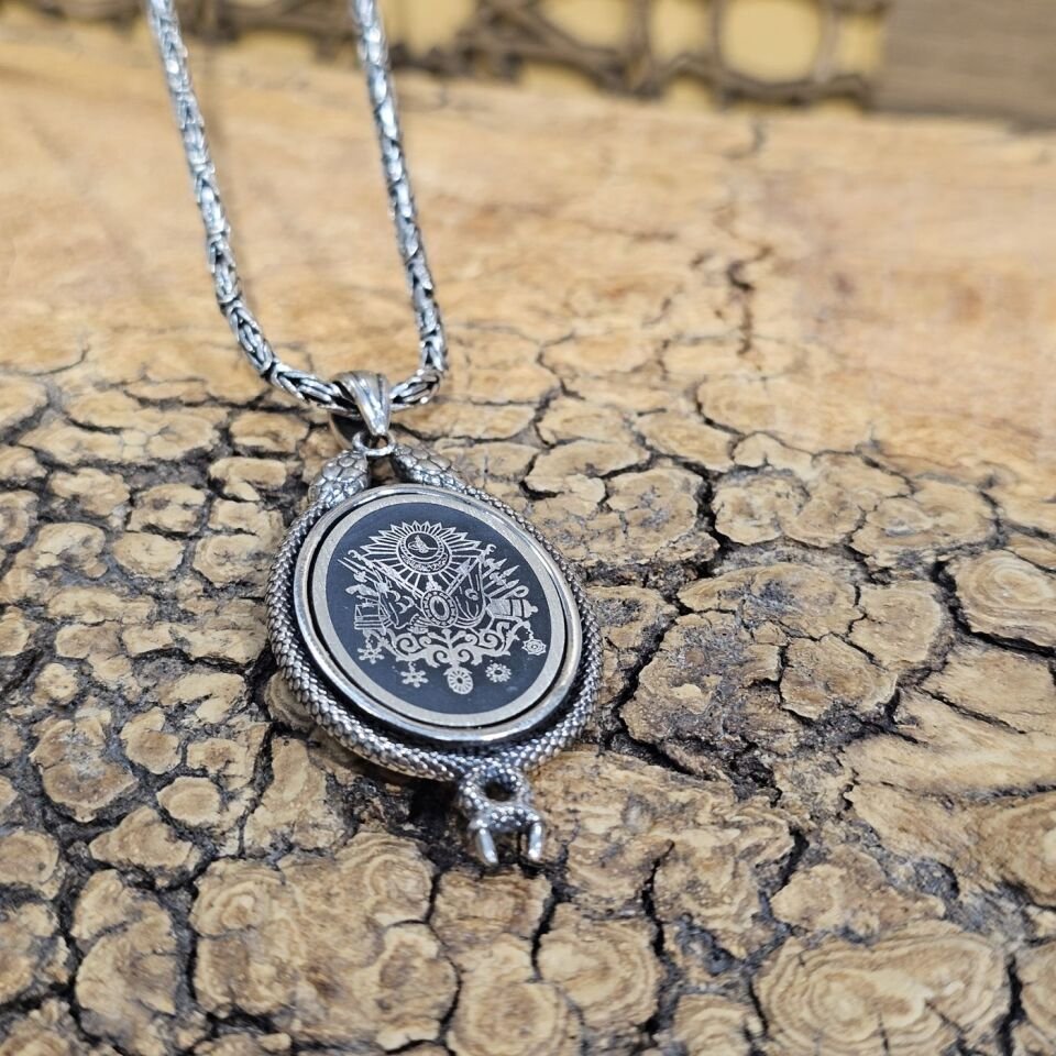 Osmanlı Devlet Arması İşlemeli Madalyon Model 925 Ayar Gümüş Kolye