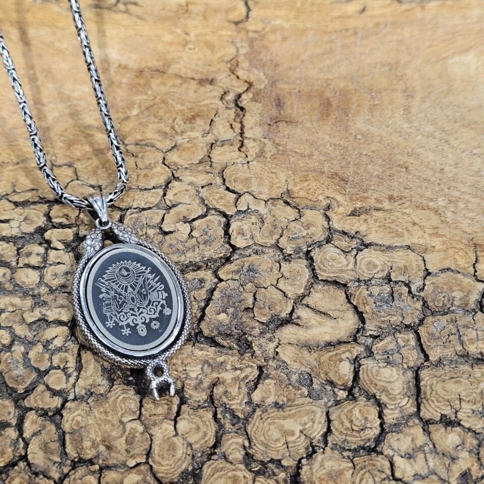 Osmanlı Devlet Arması İşlemeli Madalyon Model 925 Ayar Gümüş Kolye