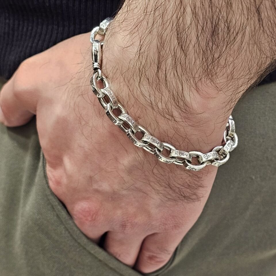 925 Ayar Gümüş İtalyan Model Gümüş Renk Erkek Bileklik