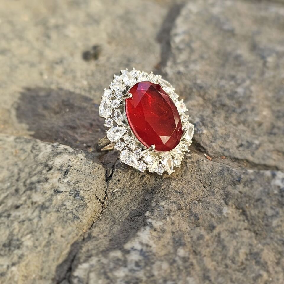 Paraiba taşlı Margazit taş işlemeli 925 Ayar Kadın Gümüş Yüzük