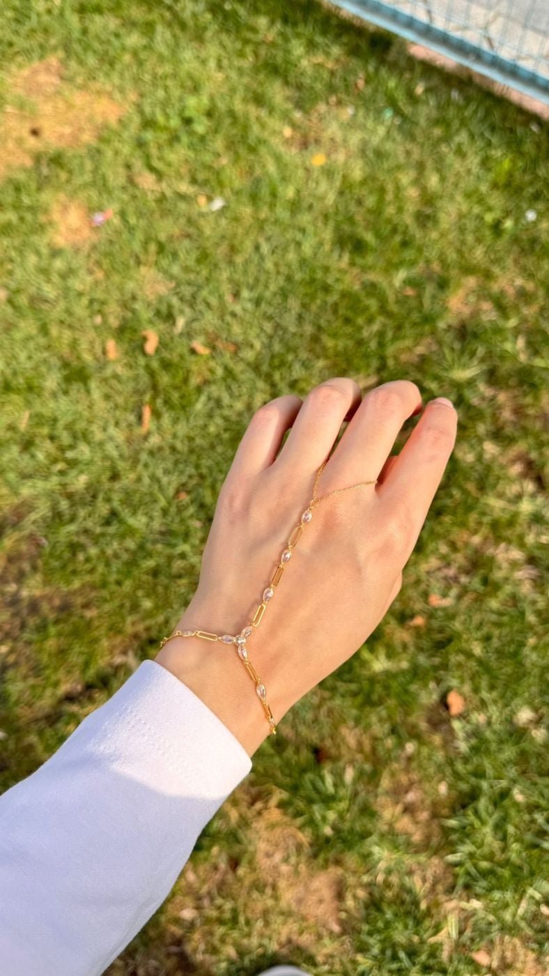 925 Ayar Gümüş Gold Kaplama Taşlı Şahmeran Takı