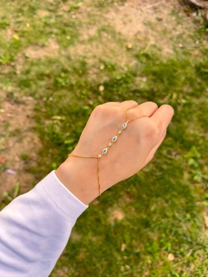 925 Ayar Gümüş Gold Kaplama DamlaTaşlı Şahmeran Takı