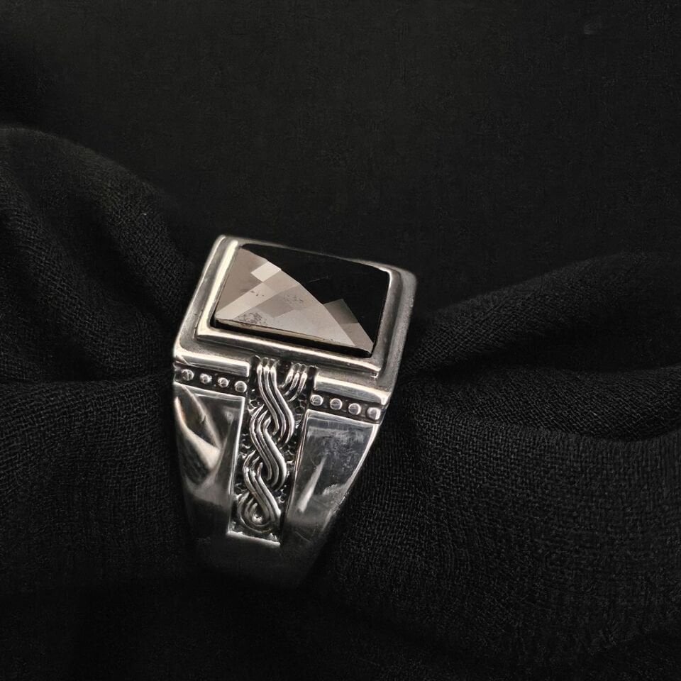 Kare Kesim Tasarım Yeni Tasarım 925 Ayar Gümüş Yüzük 27