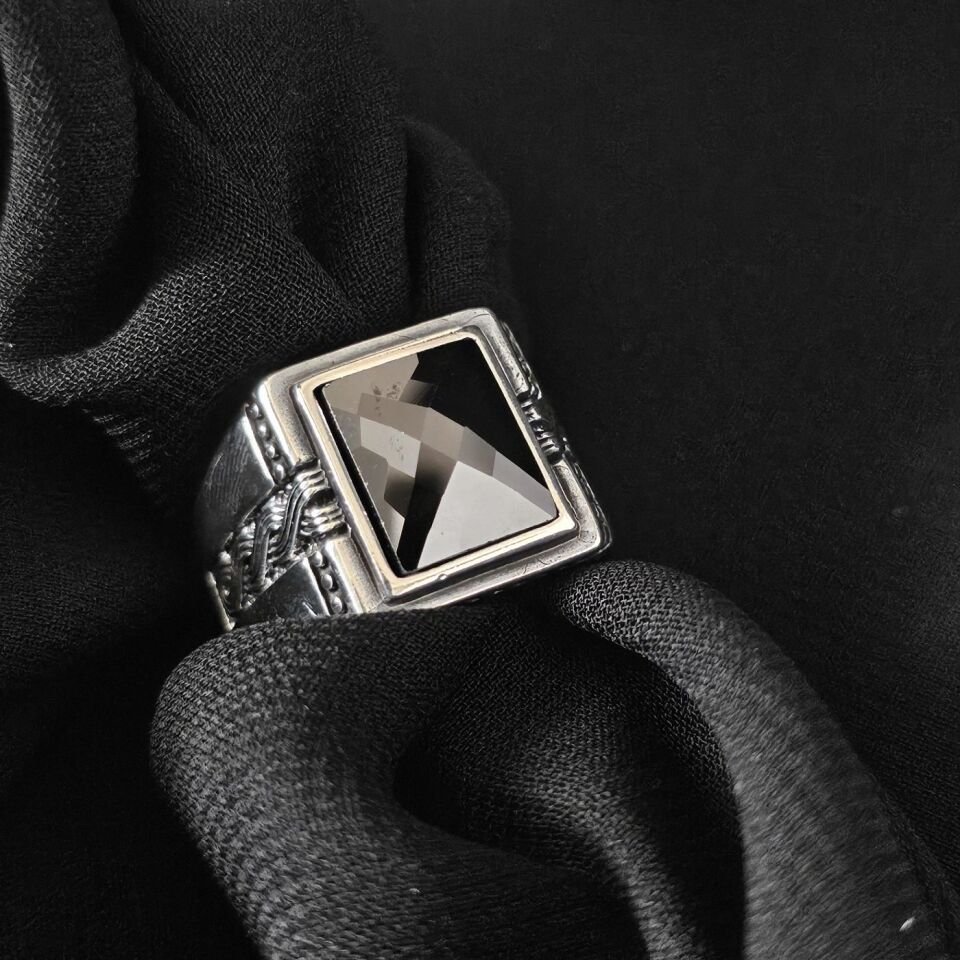 Kare Kesim Tasarım Yeni Tasarım 925 Ayar Gümüş Yüzük 27