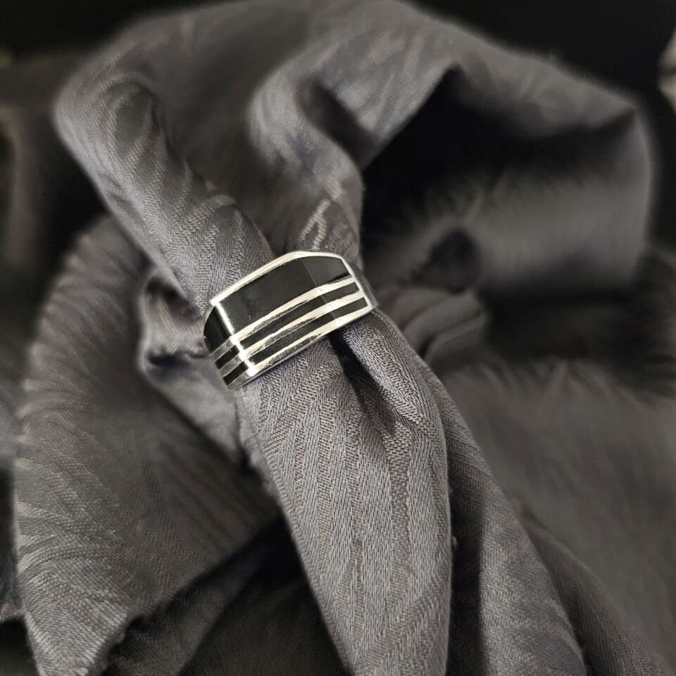 Mine İşlemeli 925 Ayar İthal Gümüş Yüzük 27