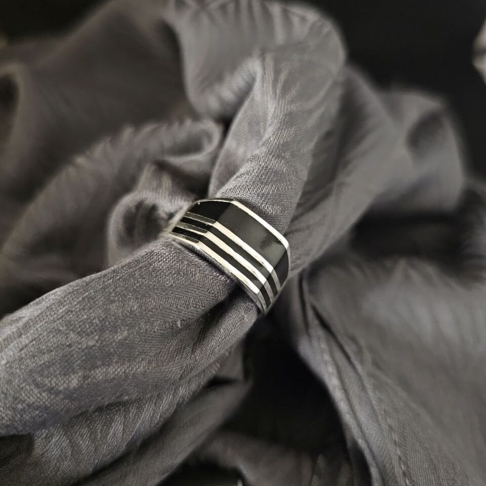 Mine İşlemeli 925 Ayar İthal Gümüş Yüzük 27