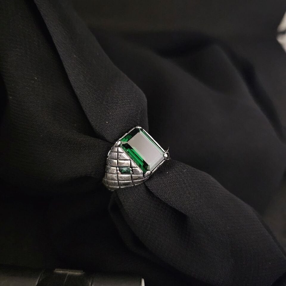 Yeşil Zirkon taşlı 925 Ayar Gümüş Yüzük 27