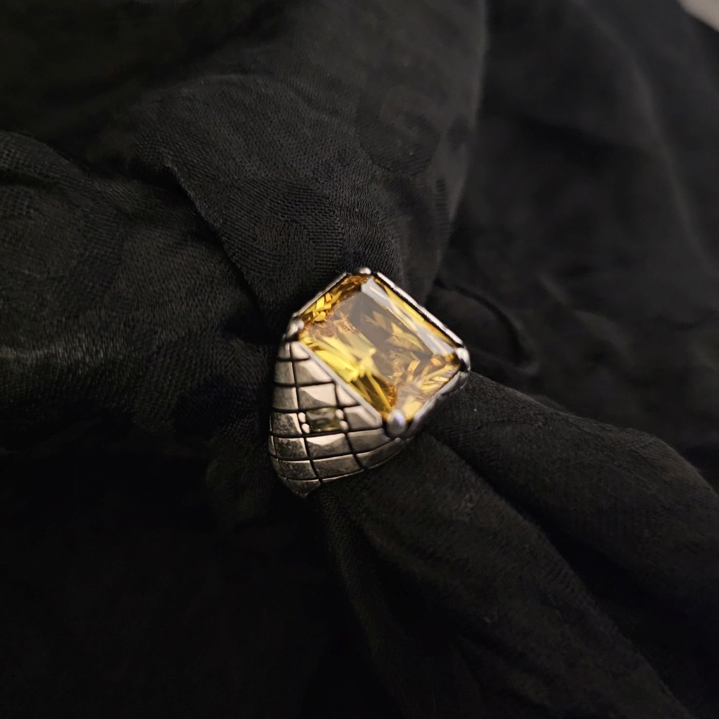 Sitrin taşlı 925 Ayar Gümüş Yüzük