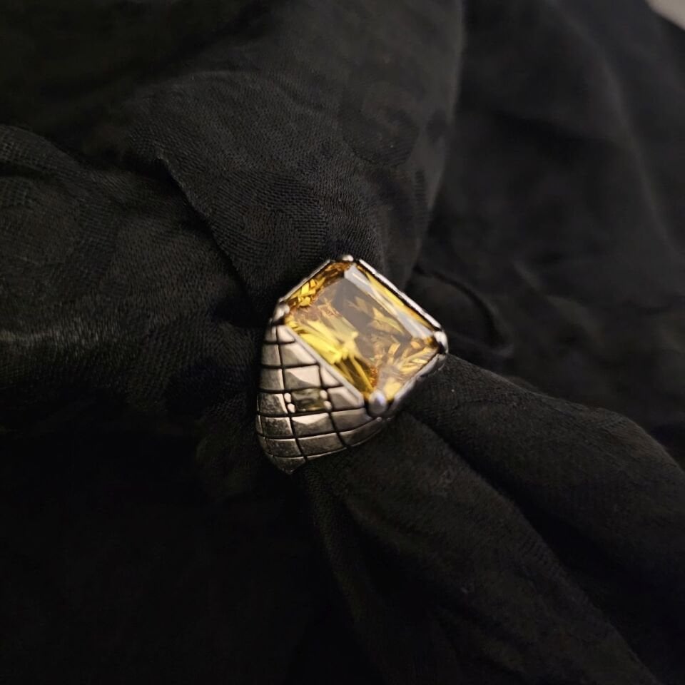 Sitrin taşlı 925 Ayar Gümüş Yüzük 27