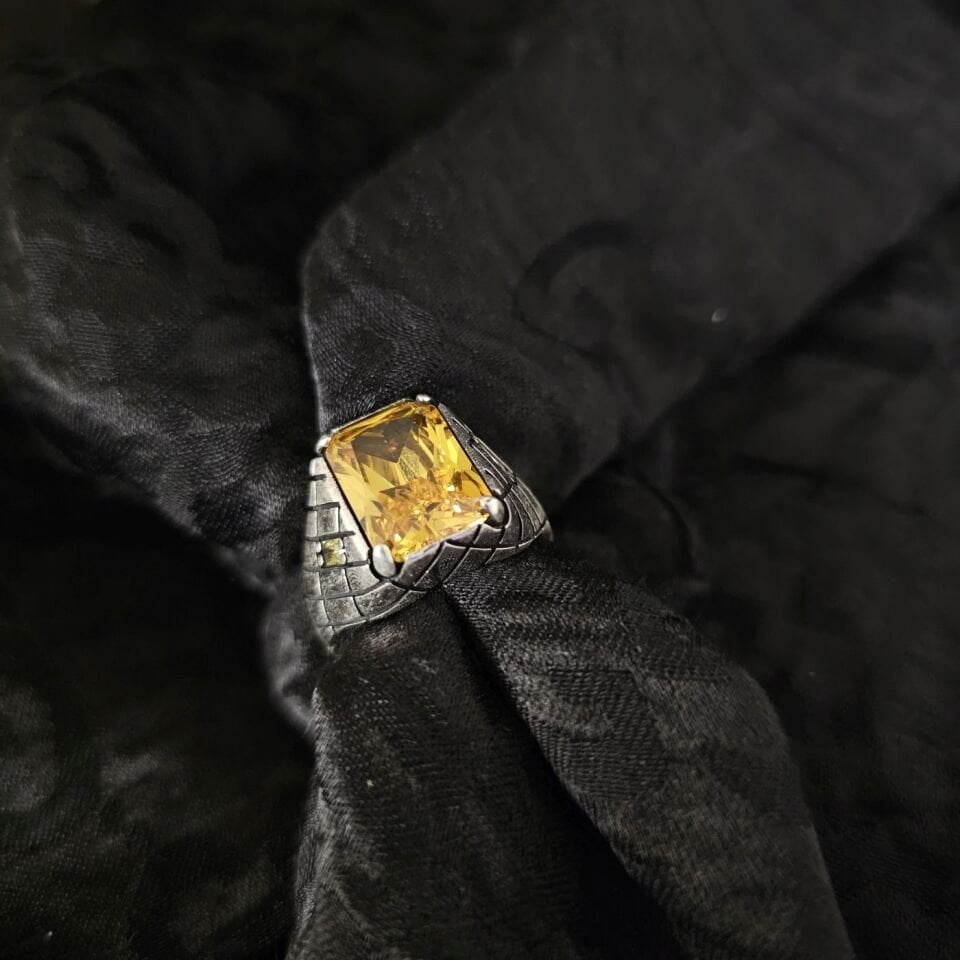 Sitrin taşlı 925 Ayar Gümüş Yüzük 27