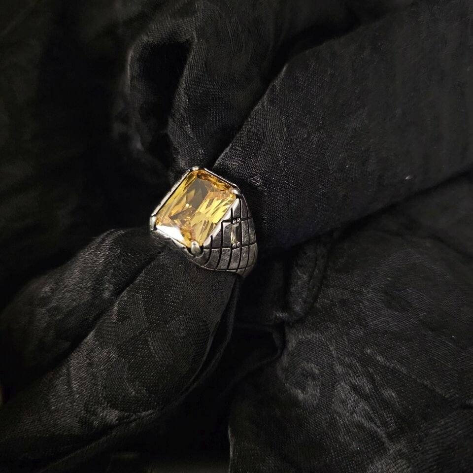 Sitrin taşlı 925 Ayar Gümüş Yüzük