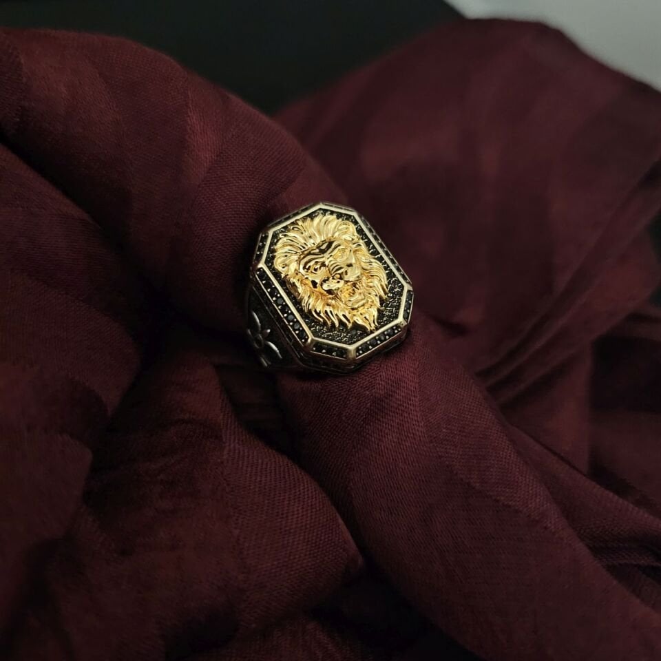 ASLAN FİGÜRÜ İŞLEMELİ 925 AYAR GÜMÜŞ YÜZÜK 15 gram - 26 - aslan