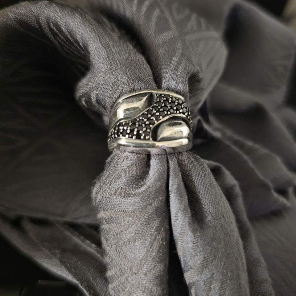 Mikro taş işlemeli Lüks Tasarım 925 Ayar Gümüş Yüzük 27