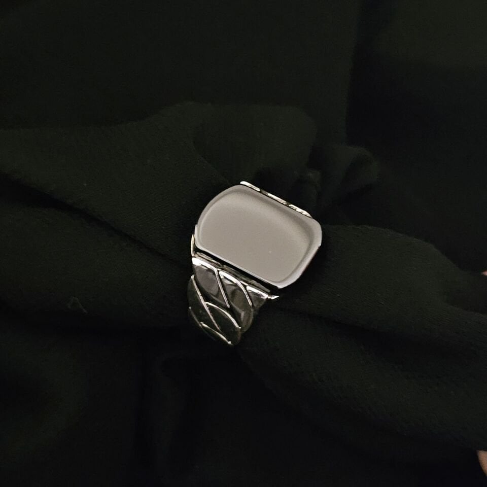925 AYAR TAŞLI SADE GÜMÜŞ YÜZÜK yeşil - 12 gram - 26 - oniks