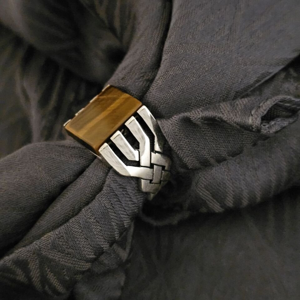 Kaplan gözü taşlı 925 Ayar Gümüş Yüzük 25