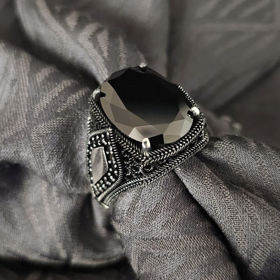 Kristal kesim Zirkon taşlı 925 Ayar Gümüş Yüzük 27