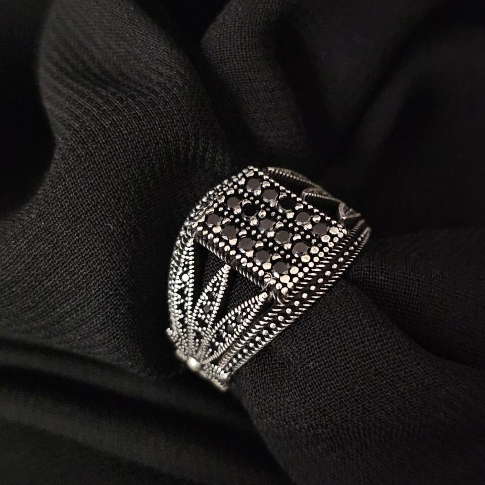 MARGAZİT TAŞLI 925 AYAR GÜMÜŞ YÜZÜK mikro taş - 7 gram - 24