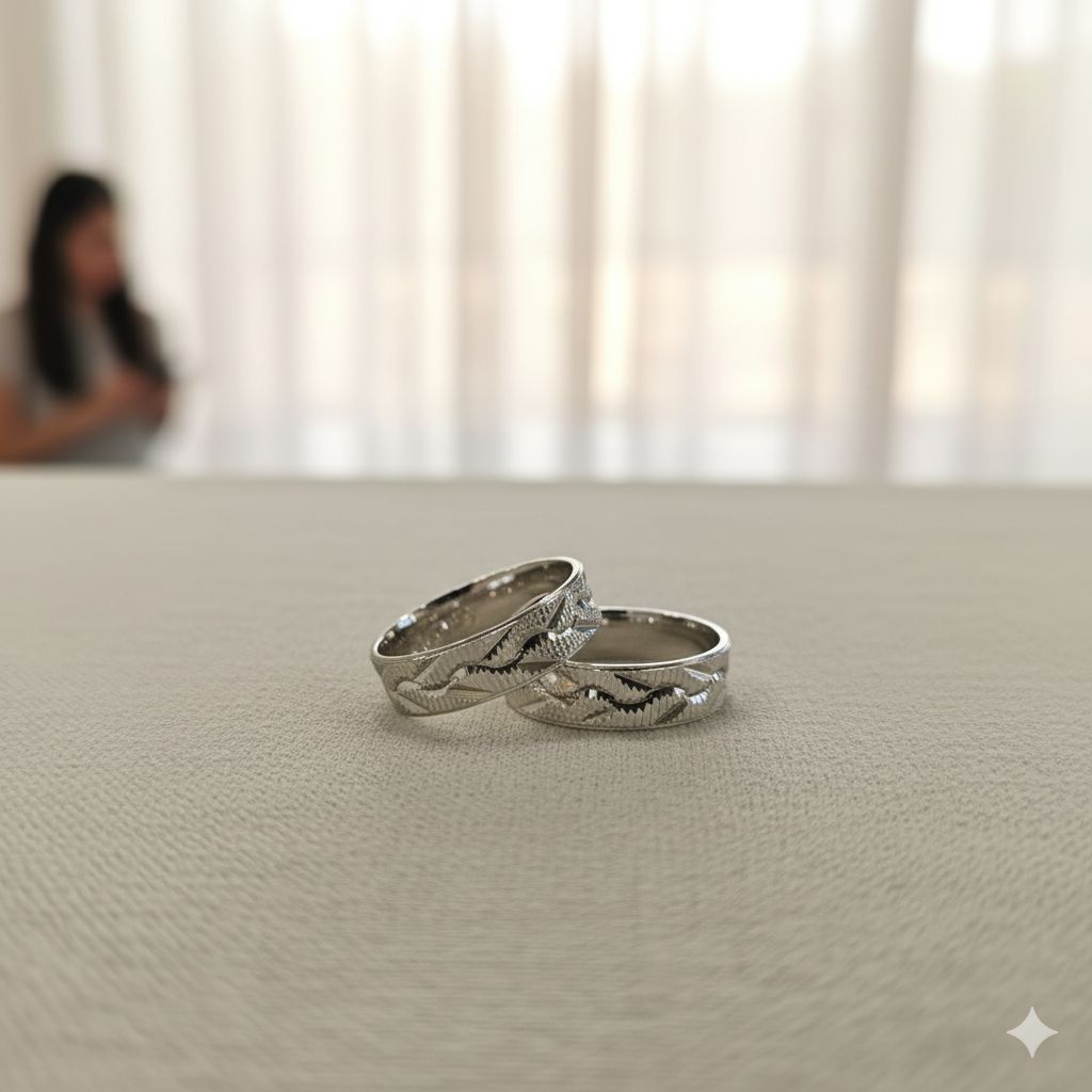 Çapraz desen Rodyumlu 925 Ayar Gümüş Alyans 25