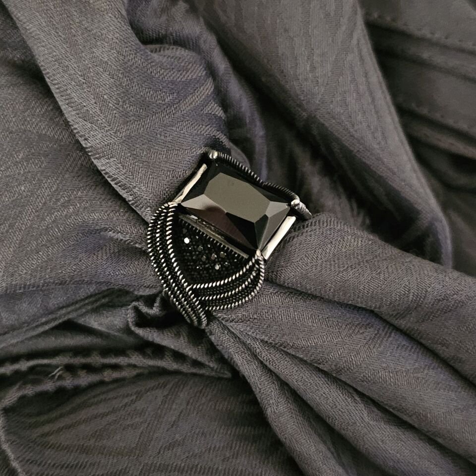 Siyah Zirkon taşlı Oksitli 925 Ayar Gümüş Yüzük 25