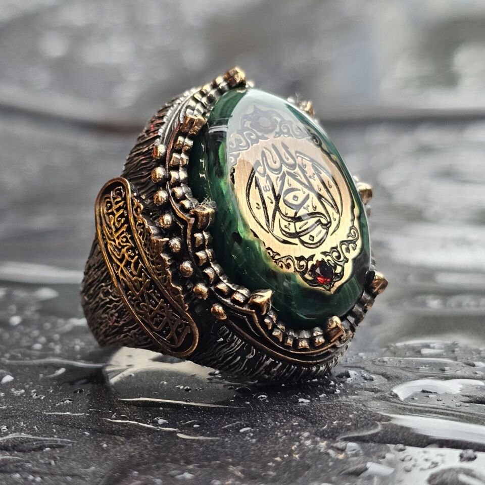 La Galibe İllahlah Yazılı yanı Kelime-i Tevhid işlemeli Osmanlı İşi Üst Düzey 925 Ayar Gümüş Yüzük