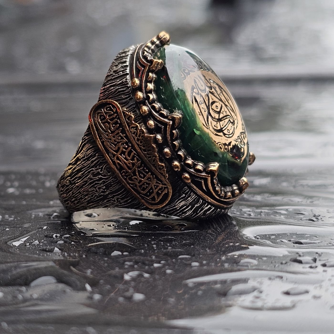 La Galibe İllahlah Yazılı yanı Kelime-i Tevhid işlemeli Osmanlı İşi Üst Düzey 925 Ayar Gümüş Yüzük