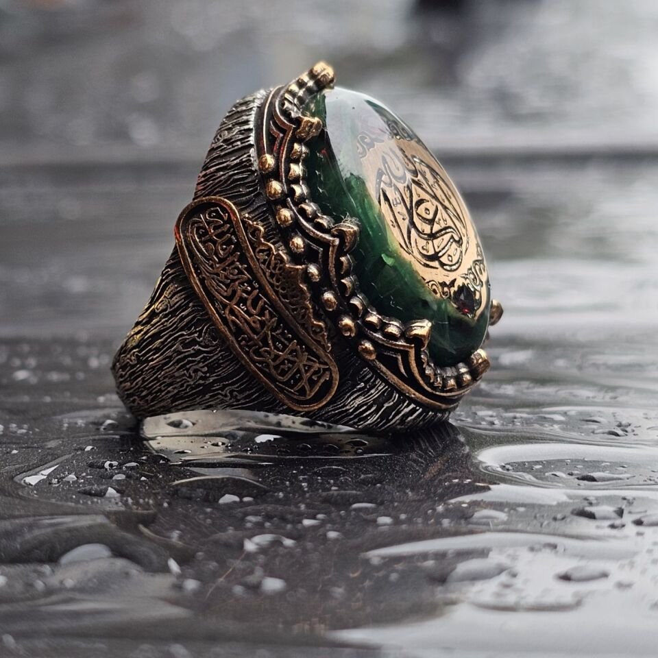 La Galibe İllahlah Yazılı yanı Kelime-i Tevhid işlemeli Osmanlı İşi Üst Düzey 925 Ayar Gümüş Yüzük