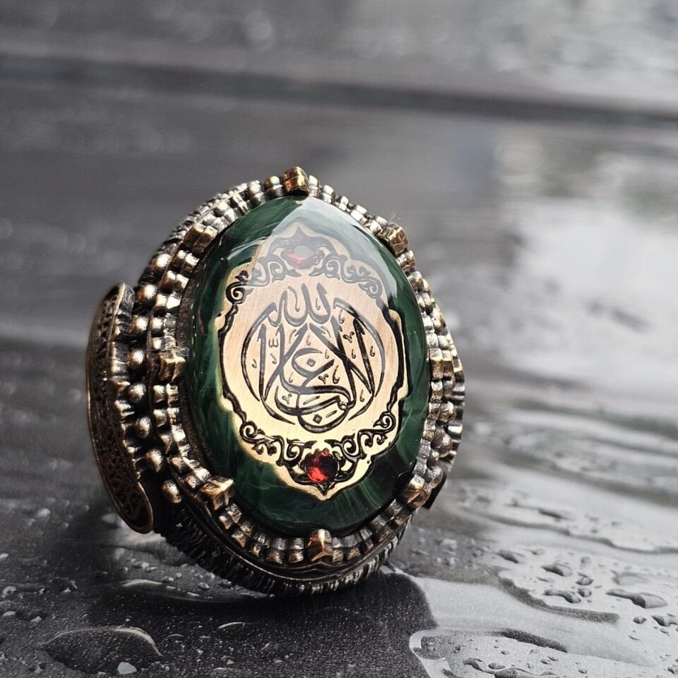 La Galibe İllahlah Yazılı yanı Kelime-i Tevhid işlemeli Osmanlı İşi Üst Düzey 925 Ayar Gümüş Yüzük