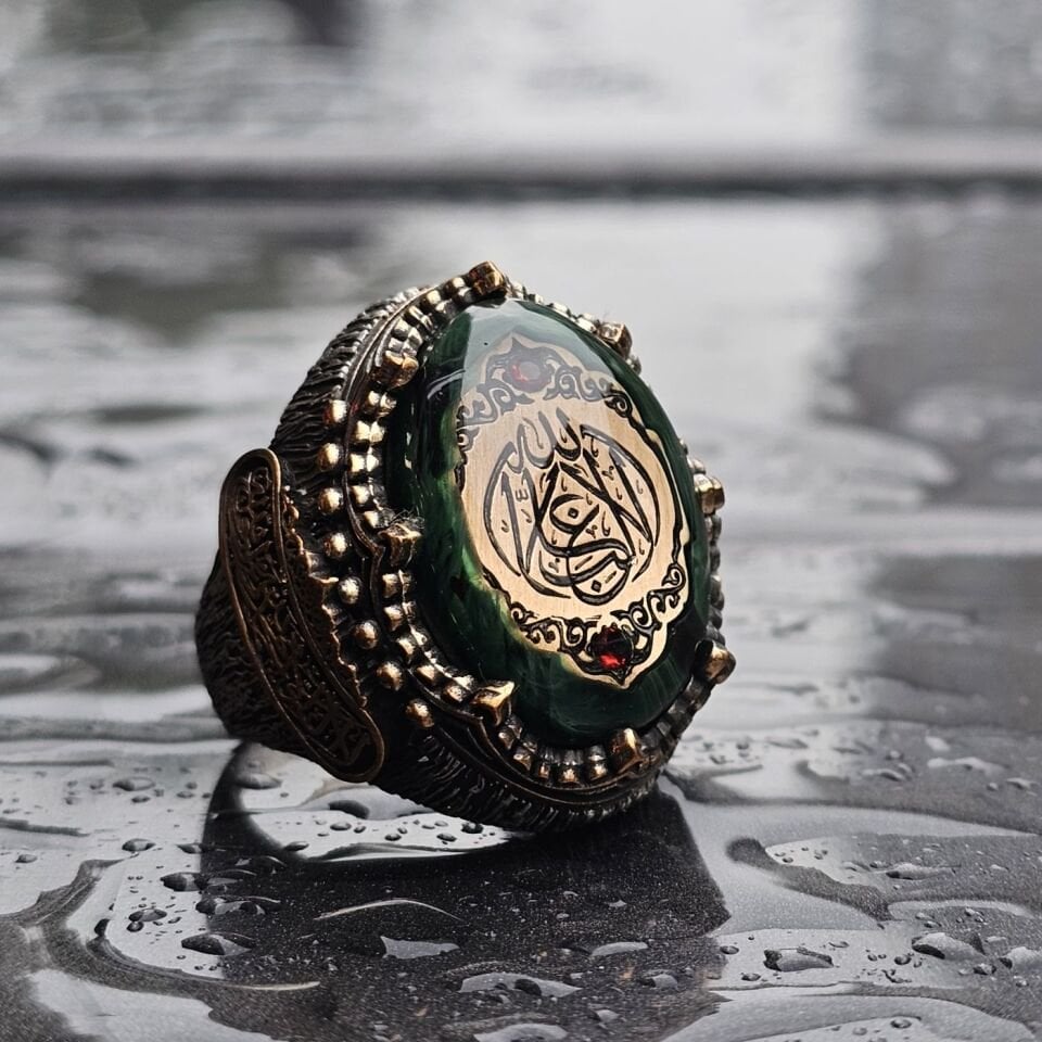 La Galibe İllahlah Yazılı yanı Kelime-i Tevhid işlemeli Osmanlı İşi Üst Düzey 925 Ayar Gümüş Yüzük