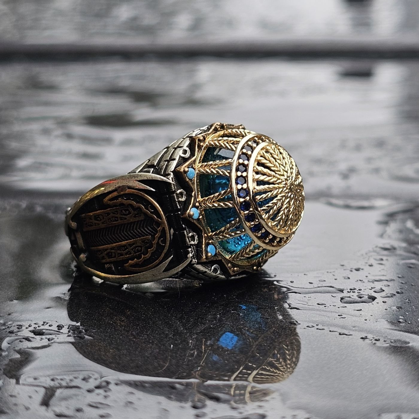 Cami Motifli Üst Düzey işlemeli 925 Ayar Erkek Gümüş Yüzük