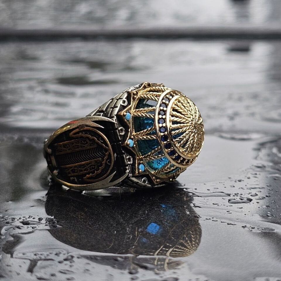 Cami Motifli Üst Düzey işlemeli 925 Ayar Erkek Gümüş Yüzük