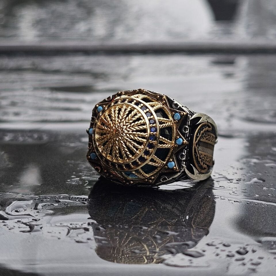 Cami Motifli Üst Düzey işlemeli 925 Ayar Erkek Gümüş Yüzük