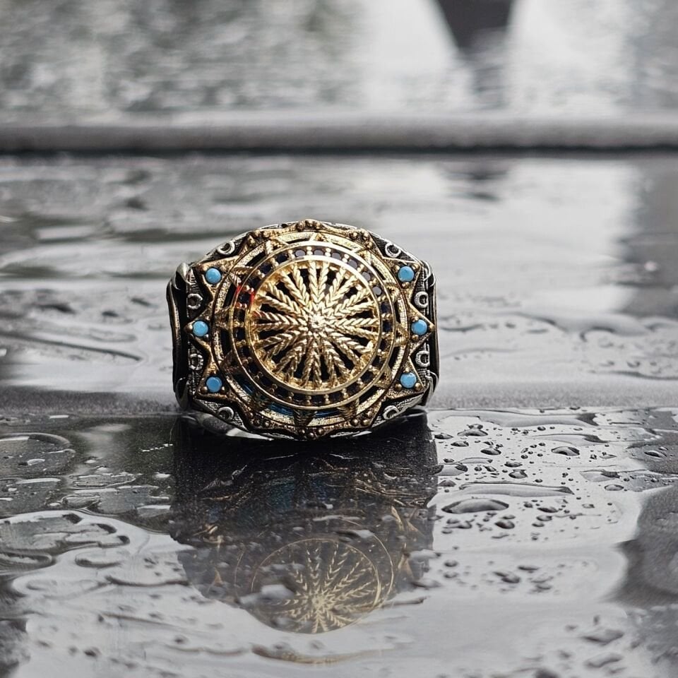 Cami Motifli Üst Düzey işlemeli 925 Ayar Erkek Gümüş Yüzük