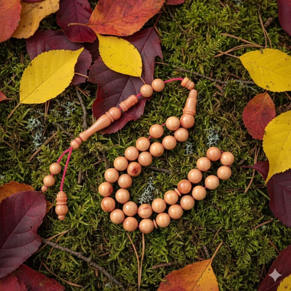 Usta İşi Sıkma Kehribar taşlı Sistemli Tesbih