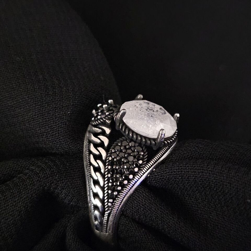 Paraiba taşlı  925 Ayar Gümüş Yüzük