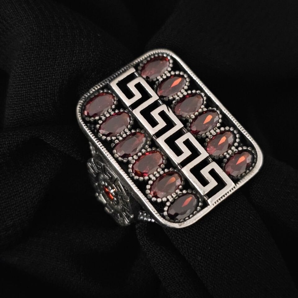 Versace işlemeli Damla Zirkon taşlı 925 Ayar Gümüş Yüzük