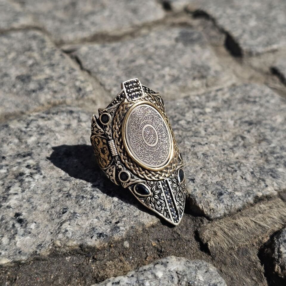 İnşirah Suresi işlemeli 925 Ayar Başparmağı Yüzüğü