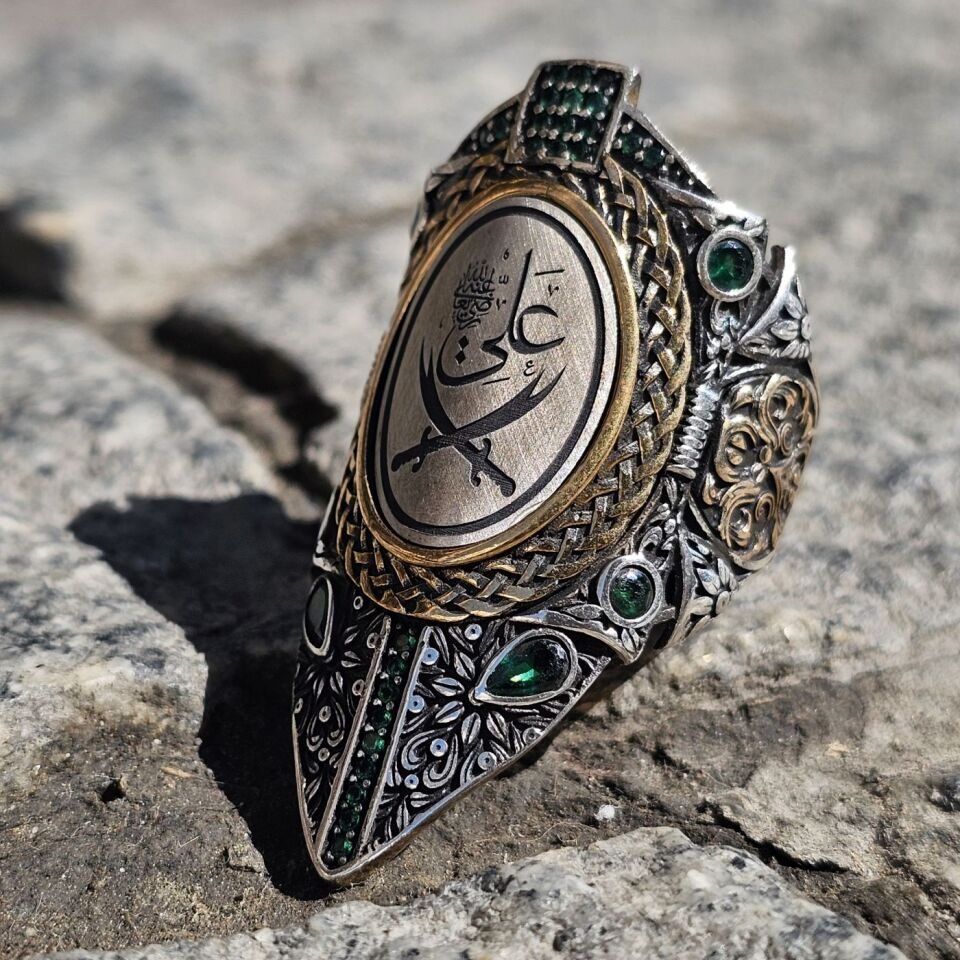 Zülfikar Kılıcı işlemeli 925 Ayar Başparmağı Yüzüğü