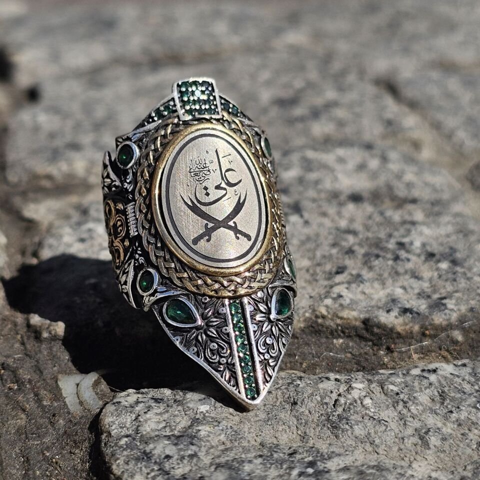 Zülfikar Kılıcı işlemeli 925 Ayar Başparmağı Yüzüğü