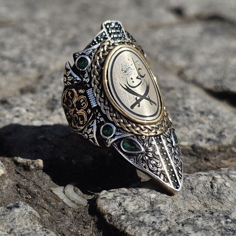 Zülfikar Kılıcı işlemeli 925 Ayar Başparmağı Yüzüğü