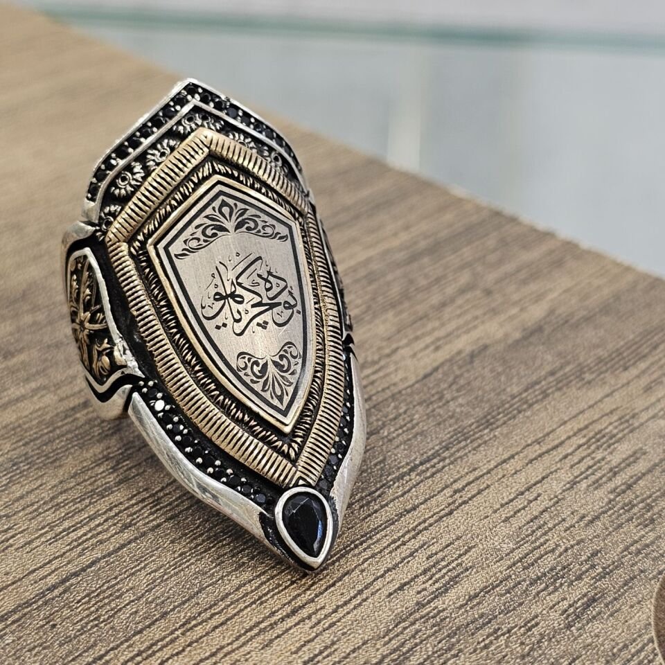 ‘BU DA GEÇER YA HÛ’  Yazı işelemeli 925 Ayar Başparmağı Yüzüğü