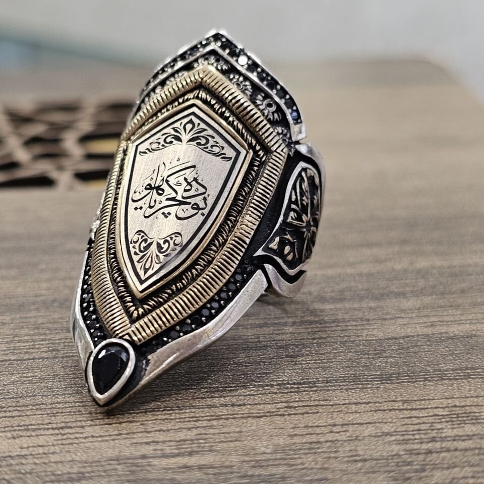 ‘BU DA GEÇER YA HÛ’  Yazı işelemeli 925 Ayar Başparmağı Yüzüğü