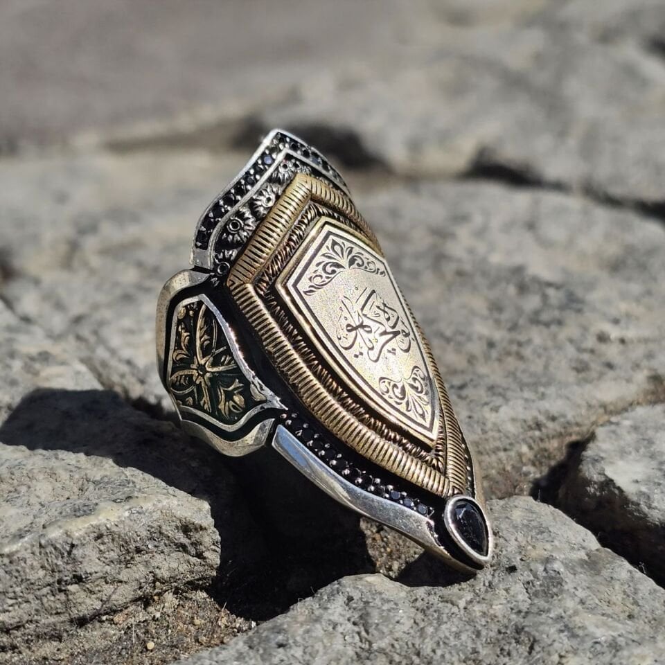 ‘BU DA GEÇER YA HÛ’  Yazı işelemeli 925 Ayar Başparmağı Yüzüğü