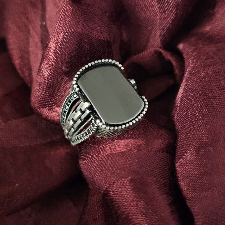 Onıks Taşlı 925 Ayar Gümüş Yüzük